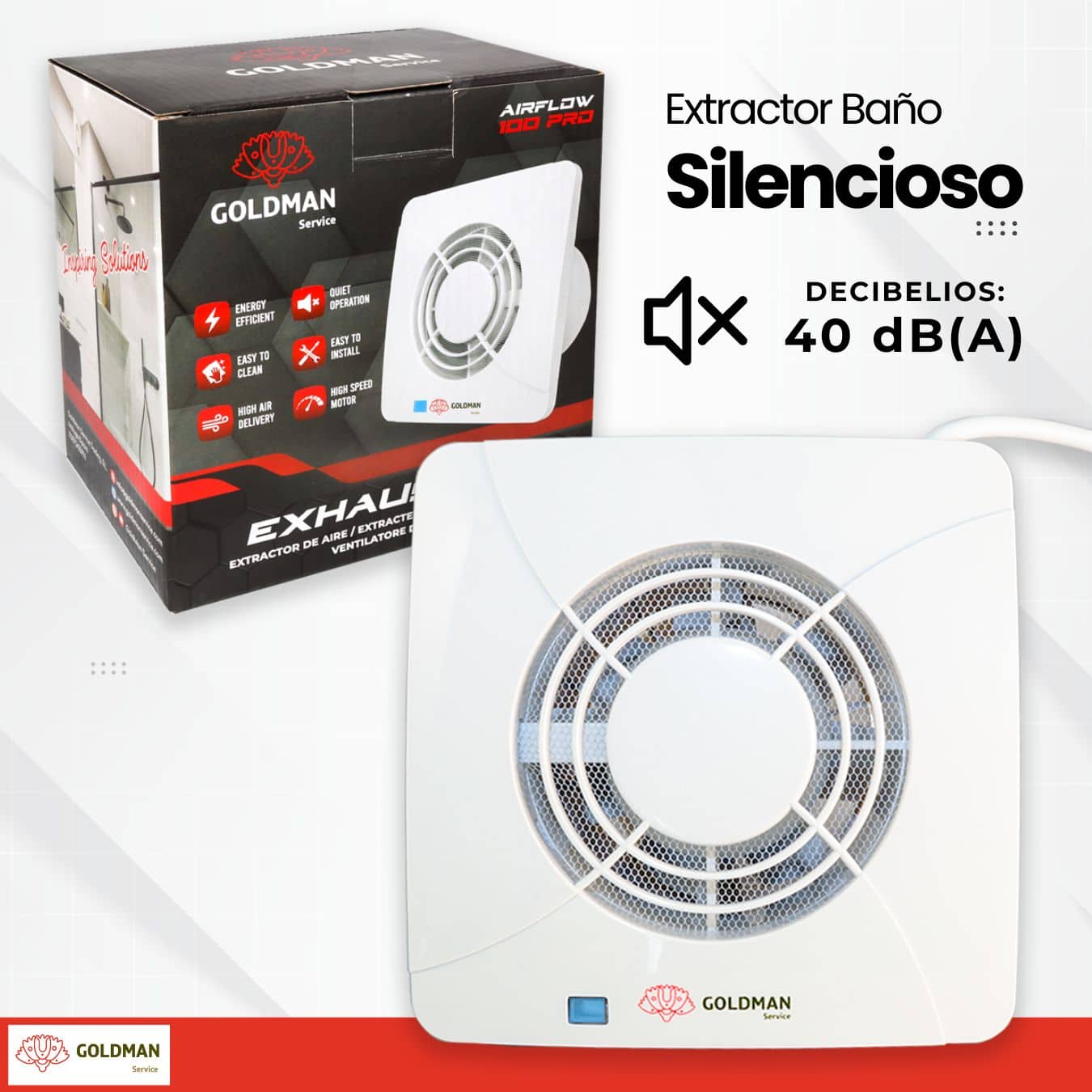 MKK - Ventilador para vivienda, diámetro de 100 mm, plata satinada