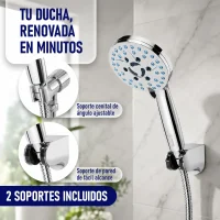 Alcachofa de ducha con soporte para toma de agua ajustable y soporte de pared