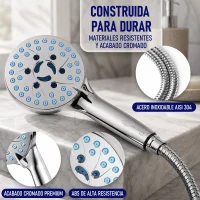 Cabezal de ABS cromado y manguera de ducha de acero inoxidable AISI 304