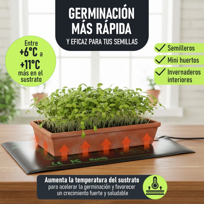 Imagen complementaria de la alfombrilla térmica para semilleros