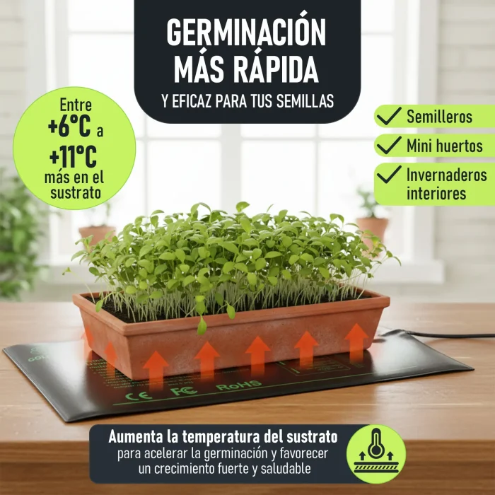 Imagen complementaria de la alfombrilla térmica para semilleros