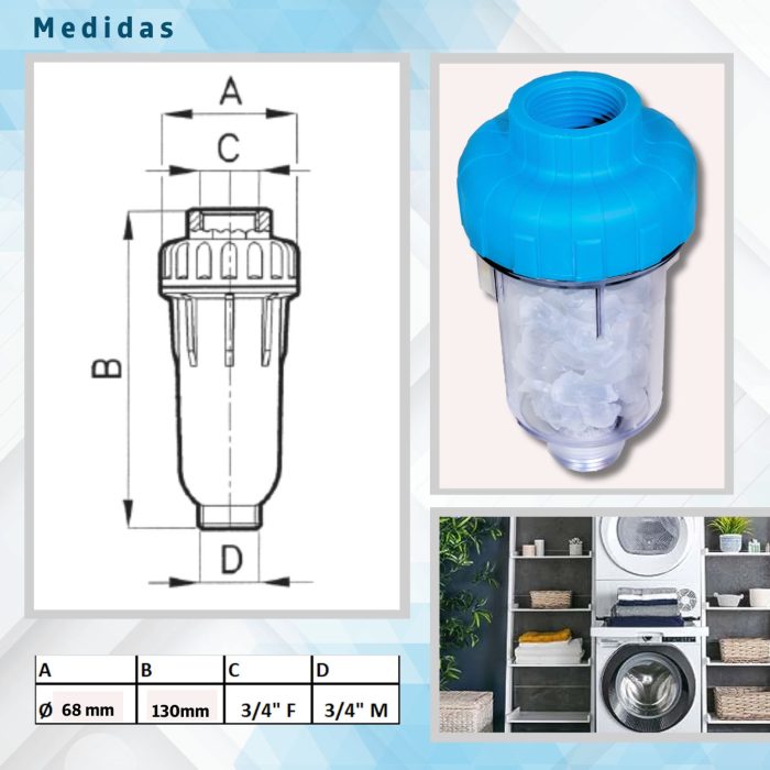 Medidas del filtro antical: 130 mm de alto y 68 mm de diámetro