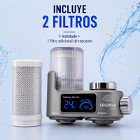 Dos cartuchos incluidos con el filtro de agua para grifo: uno instalado y otro de repuesto