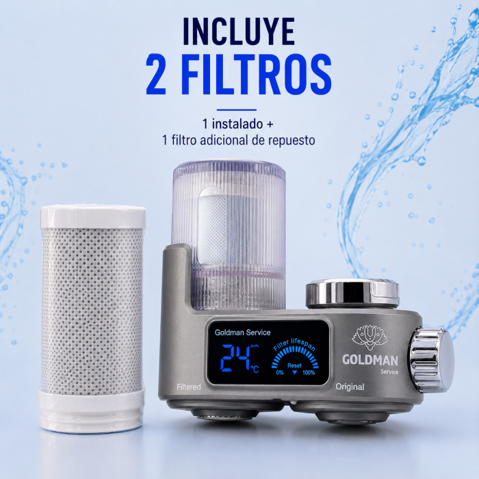 Dos cartuchos incluidos con el filtro de agua para grifo: uno instalado y otro de repuesto