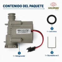 Contenido del paquete: hidrogenerador, junta tórica y clip metálico en U