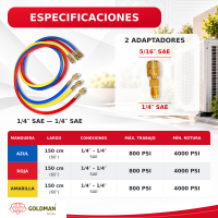 Kit manómetro de aire acondicionado WK-C6002B con mangueras y maletín