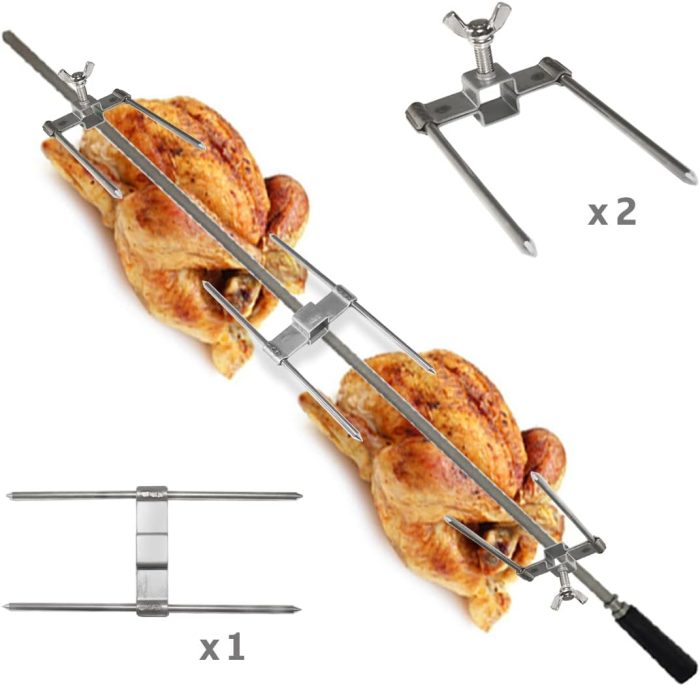 Pinchos rectos para asador de pollos, pack de 3 unidades