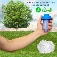 Compact refillable filter and polyphosphate crystals