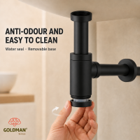 Matte black adjustable washbasin bottle trap