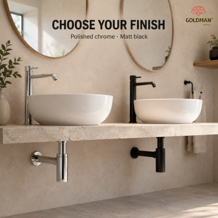 Matte black adjustable washbasin bottle trap