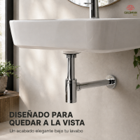 Sifón de lavabo cromado — png
