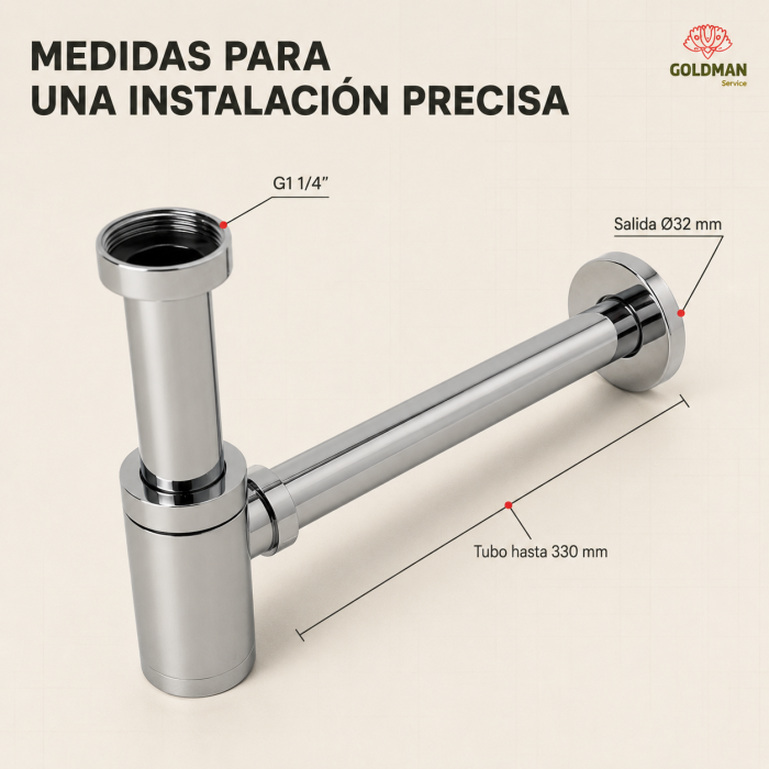 Sifón de lavabo cromado — png