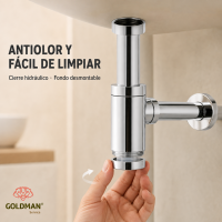 Sifón de lavabo cromado — png