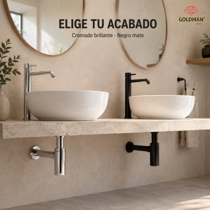 Sifón de lavabo cromado — png