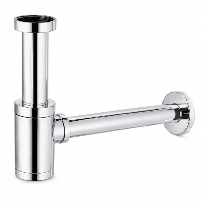 Sifón de lavabo cromado — png