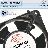 Cuerpo y aspas metálicas del ventilador axial