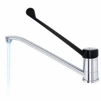 Grifo gerontológico MEDCARE cromado con palanca negra de codo de 30 cm
